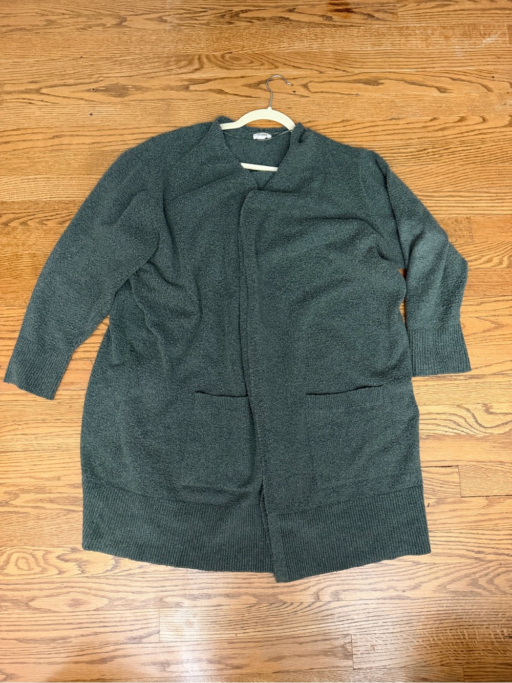 a.n.a Women’s 2X Dark Green Long Open Front Cardigan Plus Size Pockets